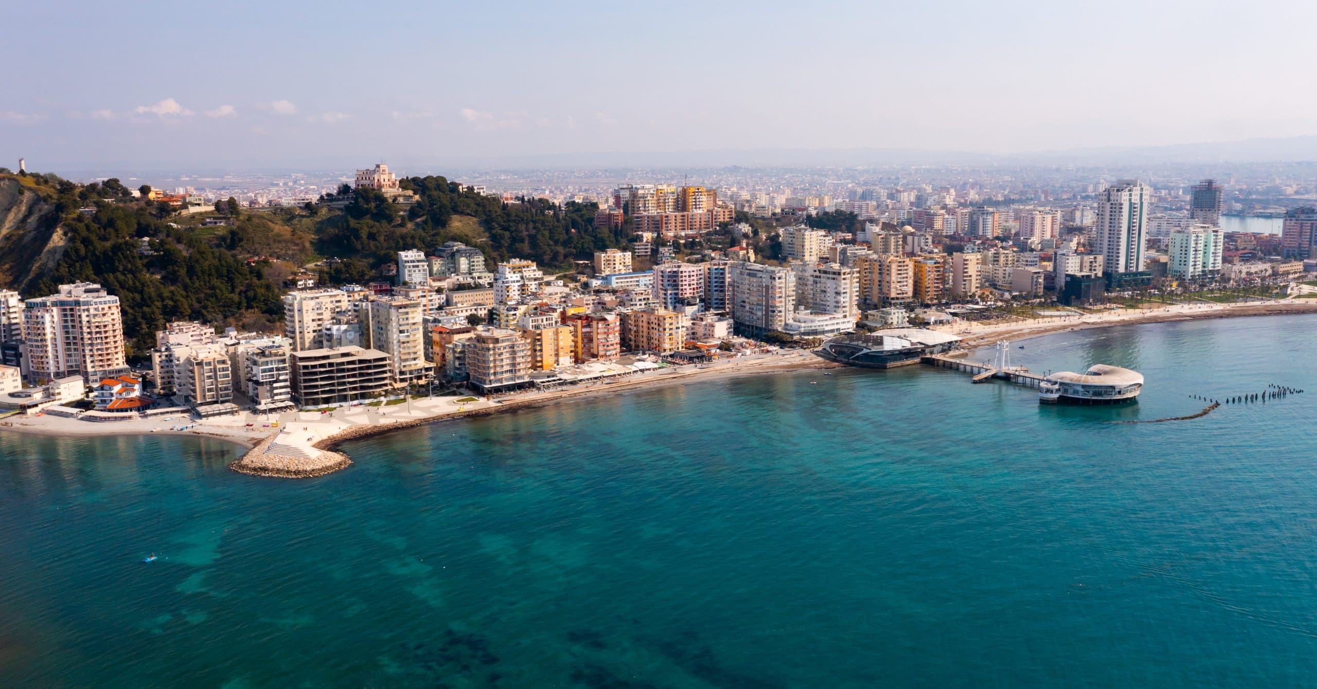 Aerial view of the Durrës coastline and beach