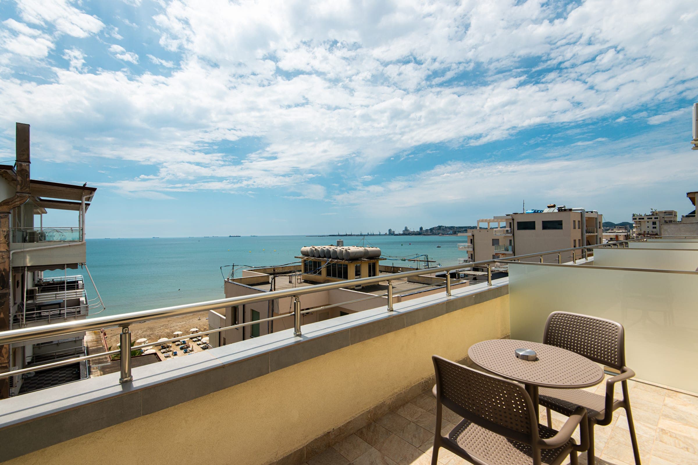 Terrace with a view of the sea in Durrës